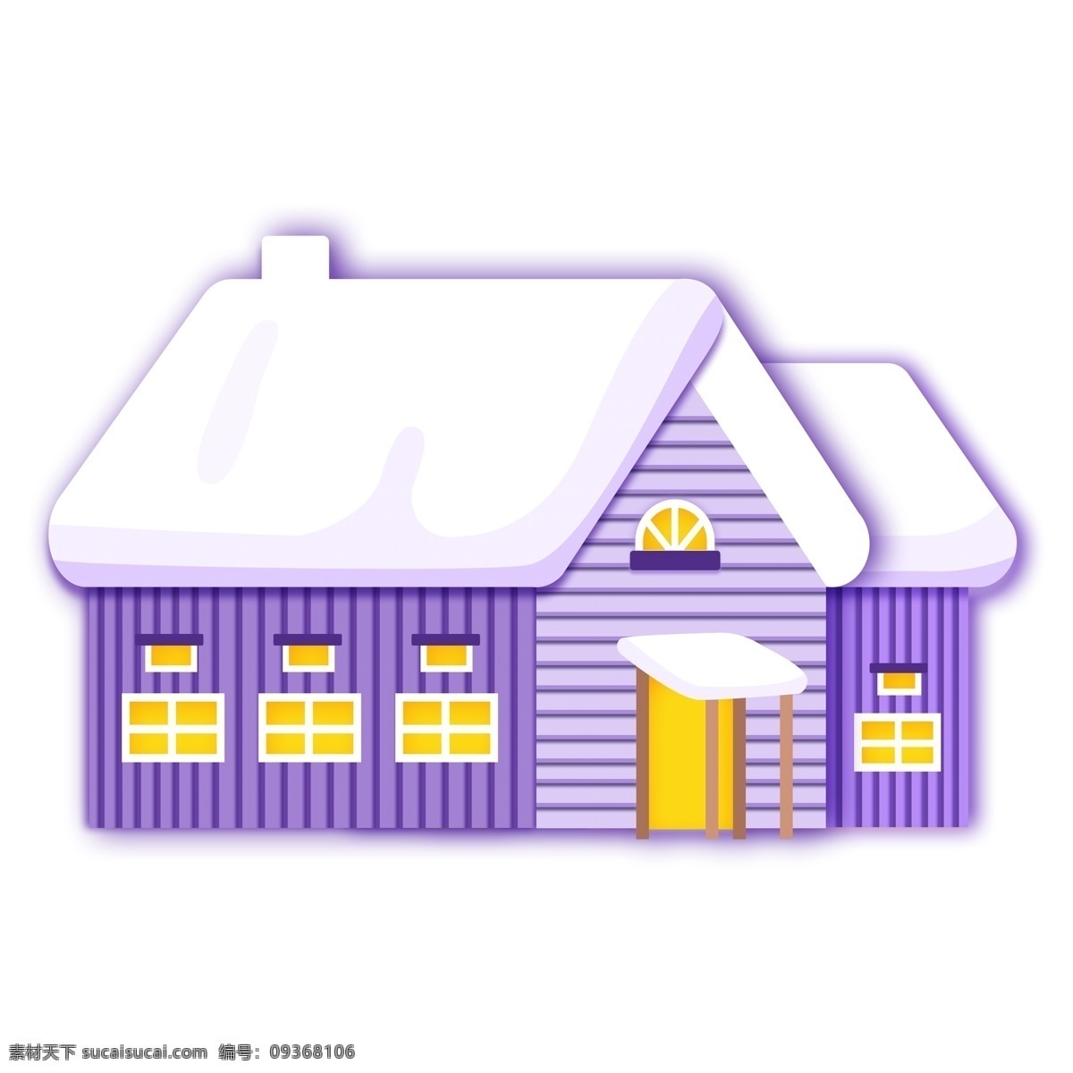 紫色 冬季 卡通 手绘 房屋 元素 透明素材 png元素 免抠元素