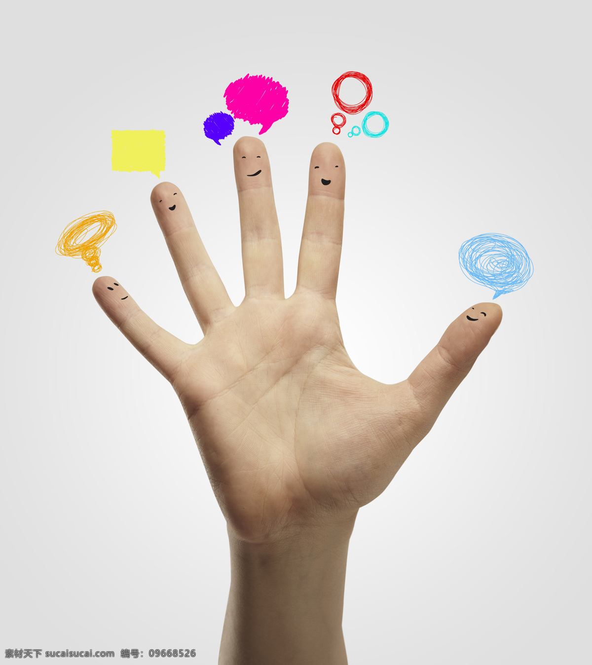手掌 五指 对话框 涂鸦 彩色对话框 手指 手 手势 手指表情 可爱表情 其他人物 人物图片