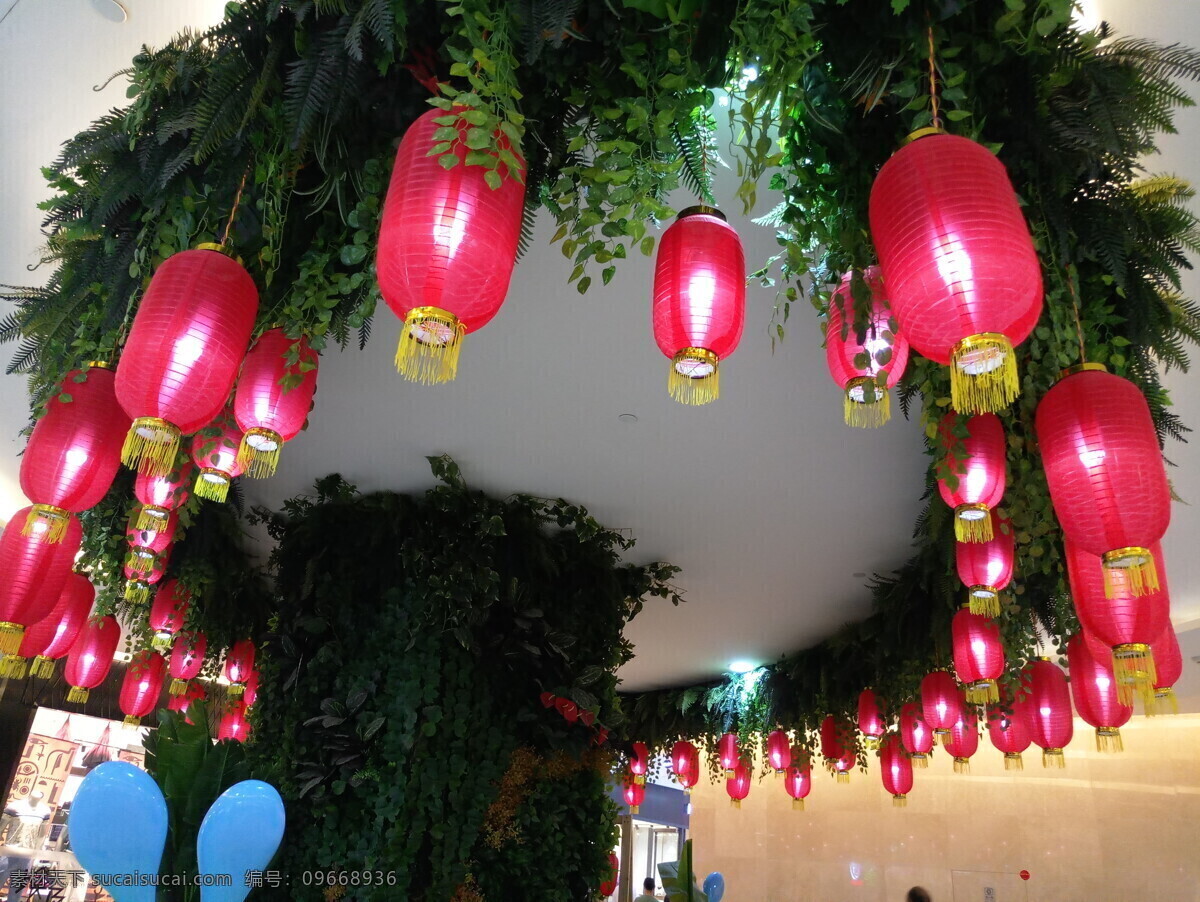 商场灯笼 商场装饰 布景 灯笼 中国风 装饰 室内景观 文化艺术 节日庆祝