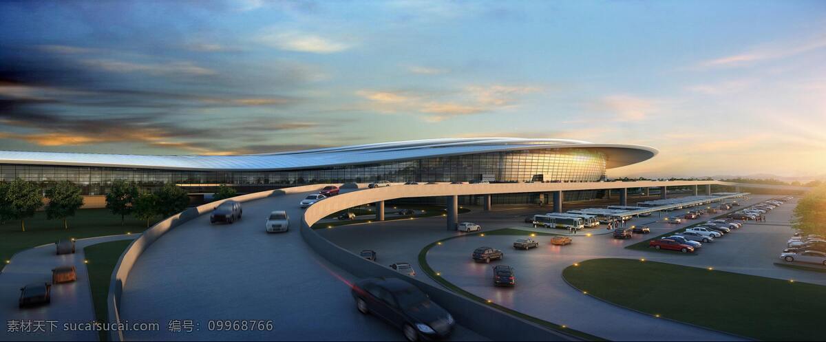 烟台 机场 效果图 环境设计 建筑设计 引桥 航站楼 旅游景观 装饰素材