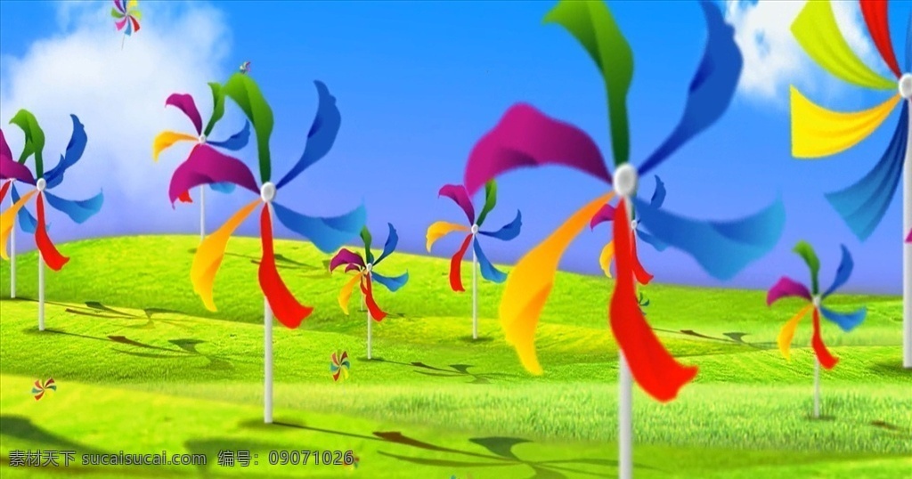 风车热气球 卡通 可爱素材 卡通背景 合成背景视频 儿童背景 舞台背景 多媒体 影视编辑 合成背景素材 mp4