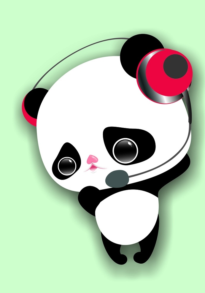 小熊猫 萌图 萌萌哒 可爱 吉祥物 动物 耳麦 动漫动画