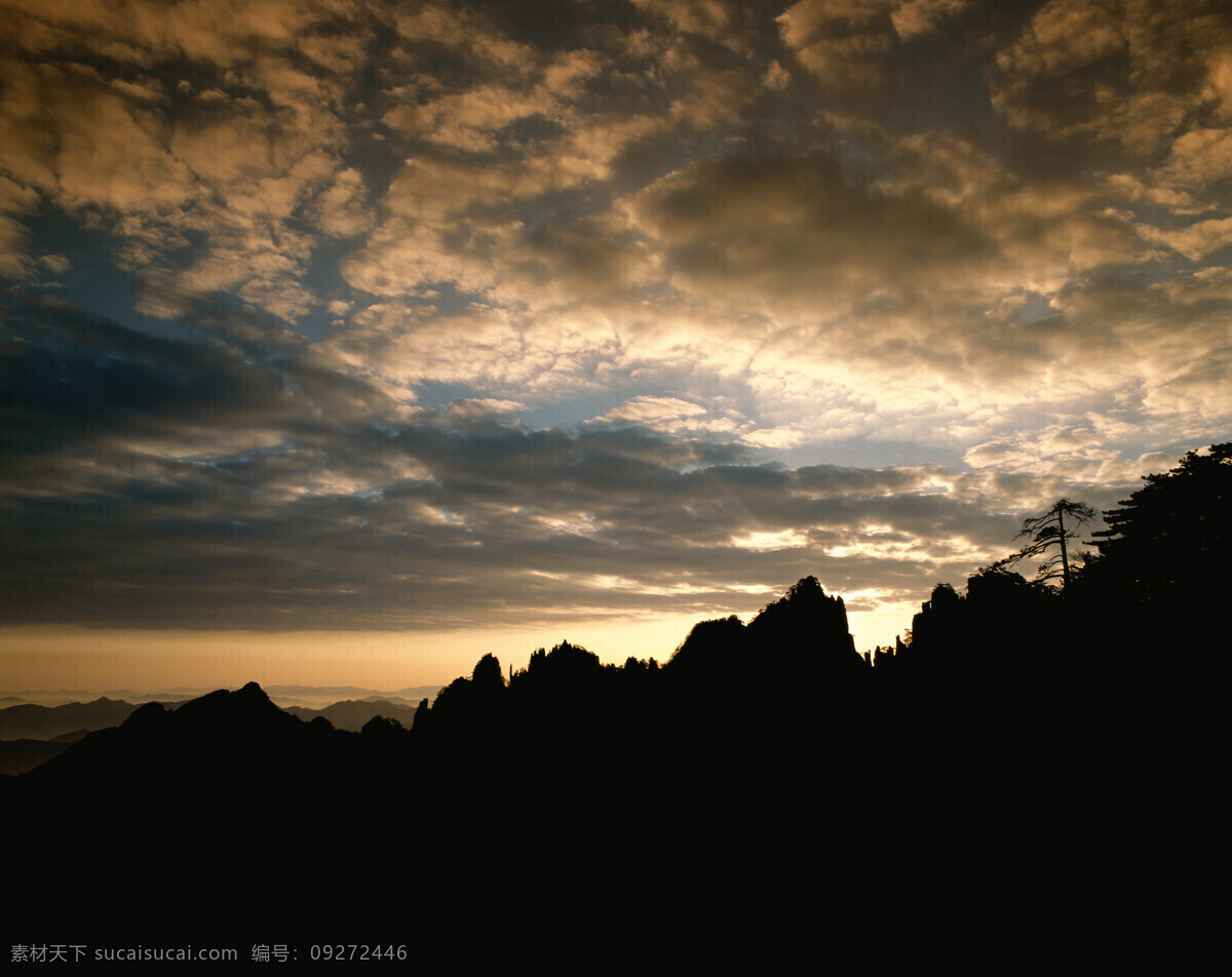 黑夜风景 山峰 剪影 树木 天空 自然景观 山水风景 摄影图库