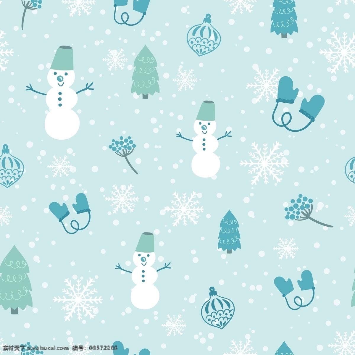 圣诞 卡通 矢量 合集 环保 可爱 简约 矢量素材 雪人 松树 排列 平面素材