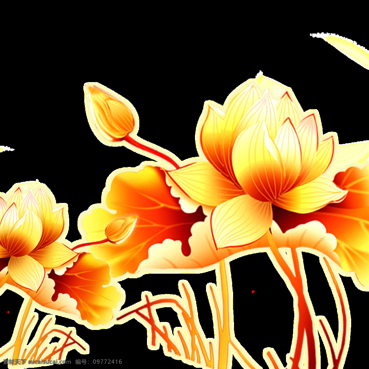 金色 花朵 元宵 装饰 元素 花朵设计 金色花朵 喜庆元素 装饰元素