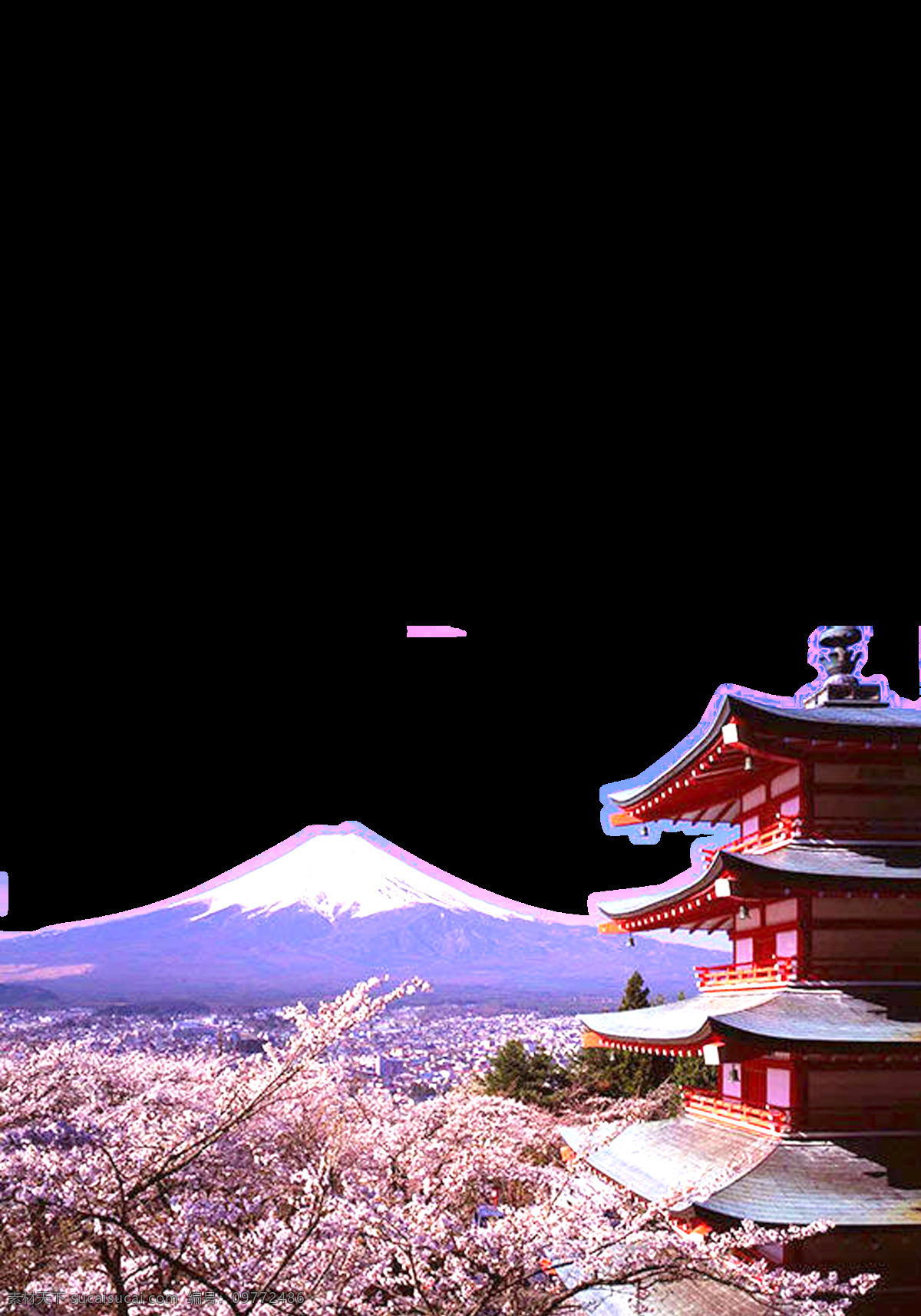 清新 简约 雪山 风景 日本旅游 装饰 元素 富士山 日本风景名胜 日本旅游攻略 日本印象 樱花