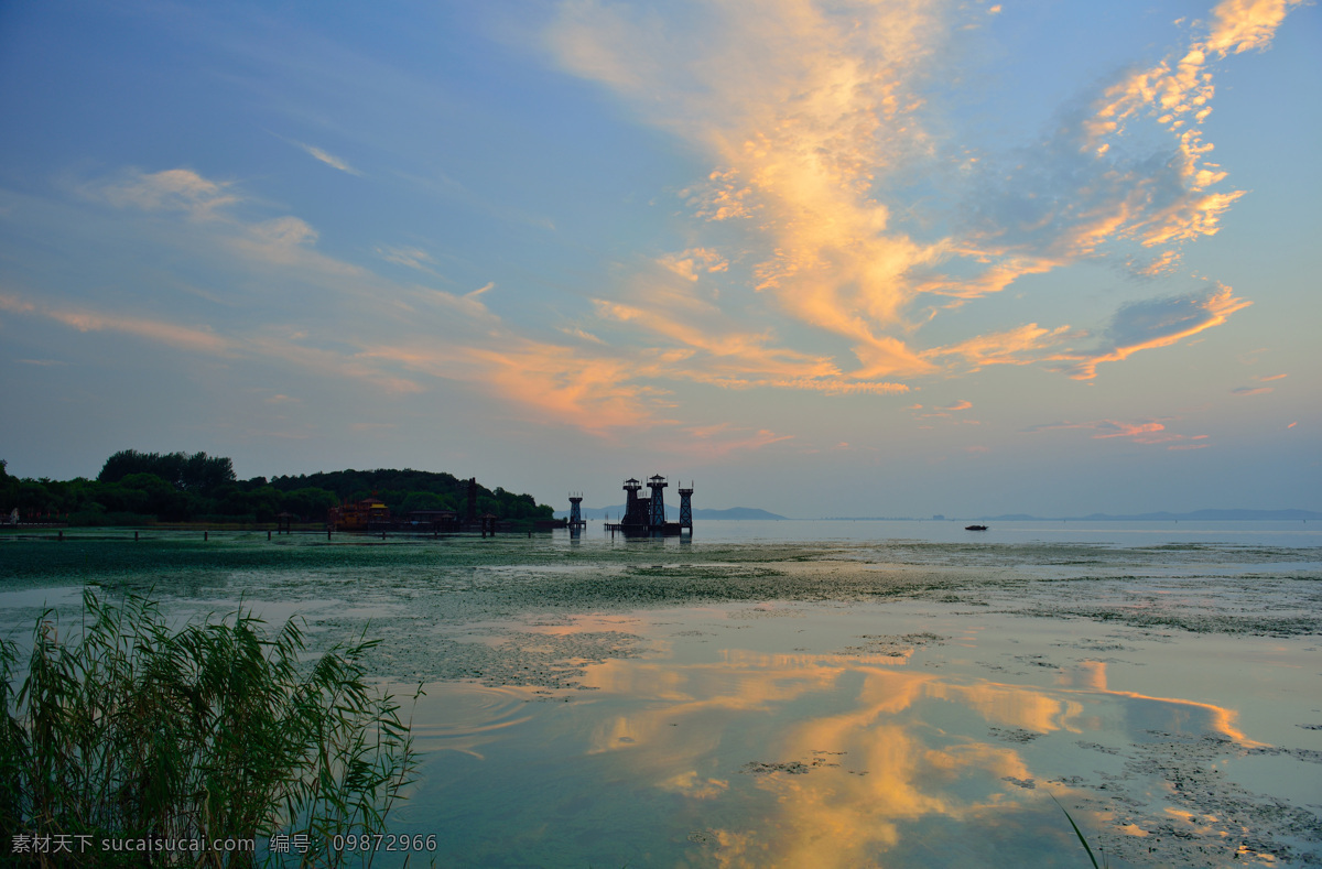 太湖晚霞 水寨 三国城 晚霞 太湖 无锡 自然风景 自然景观