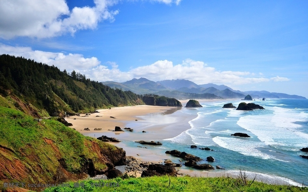 蓝天海边 海边 海洋 大海 沙滩 远山 碧海蓝天 海滩景观 自然风景 自然景观 山水风景