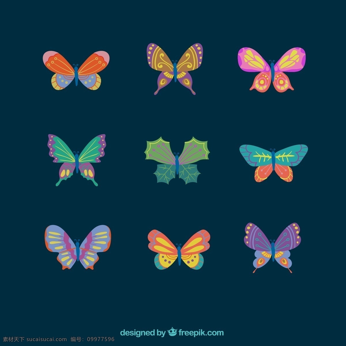 创意 彩色 可爱 蝴蝶 元素 设计素材 创意设计 动物 小动物 卡通 矢量素材 彩色蝴蝶