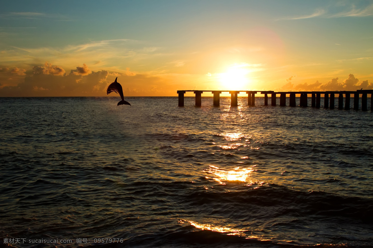 日落美景 黄昏 日落 夕阳 落日 大海 海水