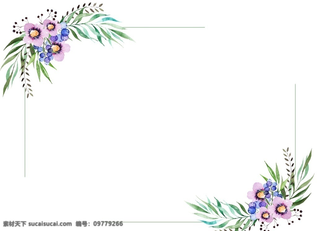 紫色 花朵 边框 花边花框 华丽花边 手绘 树叶框 植物 春天 标识 生物世界 花草