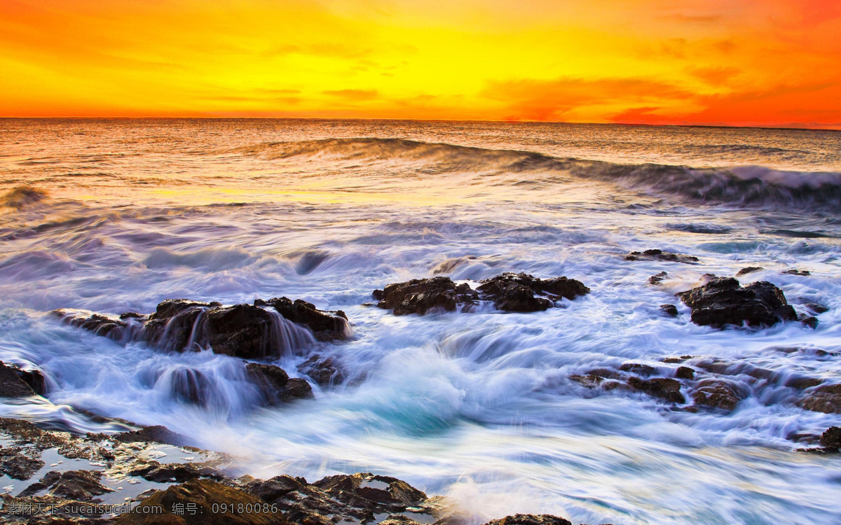 黄昏 大海 海水 浪花 波涛 礁石 黄昏云 落日 夕阳 云彩 海景 海边 自然景观 自然风景