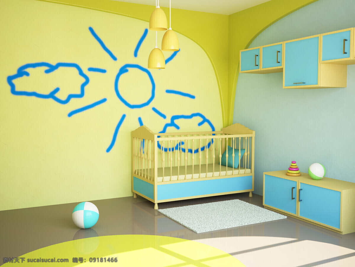 婴儿房效果图 室内空间 室内 空间 家居 壁纸 背景 客厅 客厅背景 儿童房 环境设计 室内设计 婴儿床