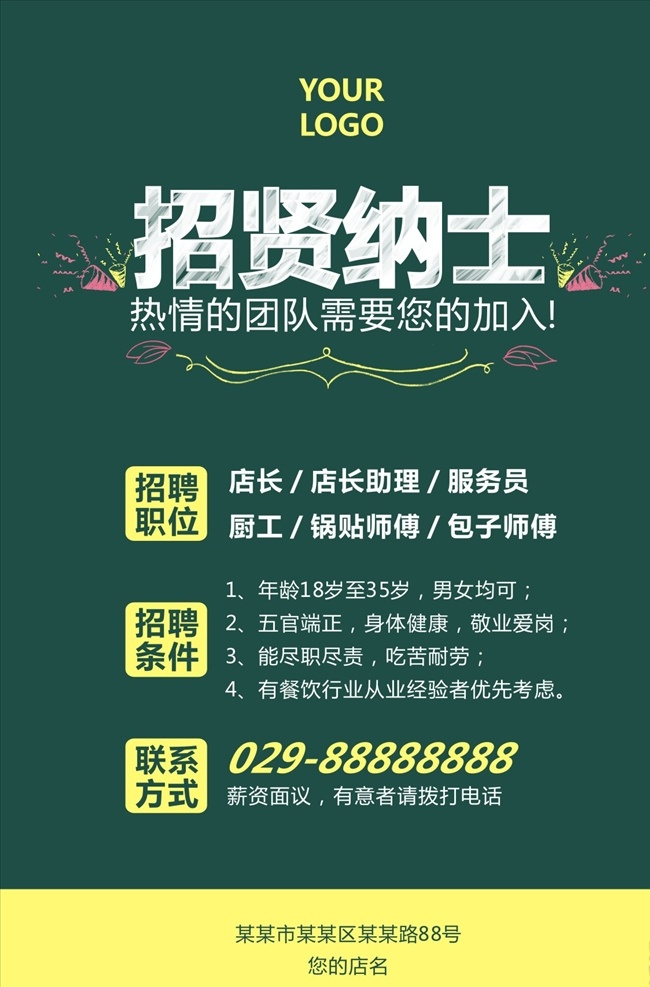 招聘海报 招贤纳士 招聘 找人 招人 黑板 粉笔 粉笔字 黑板字