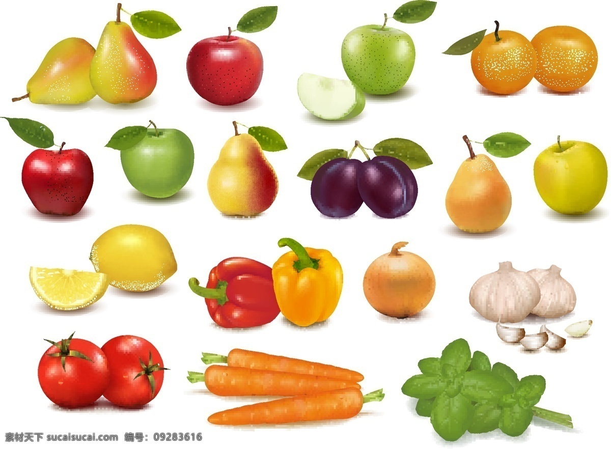 蔬菜 水果 元素 矢量 矢量食物 矢量图 日常生活