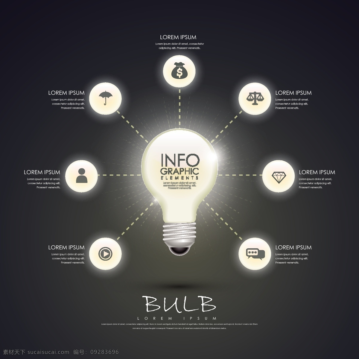 创意 电灯泡 信息 图表 矢量图 铅笔 注意 想法 商务主题