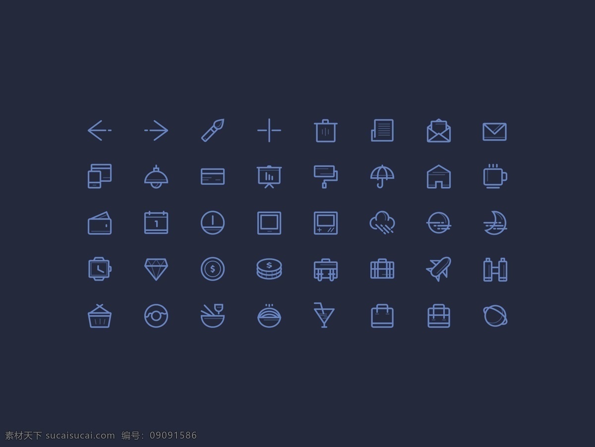 网页 ui 蓝色 常用 线条 icon 图标 图标设计 icon设计 icon图标 网页图标 箭头图标 下载图标 删除图标 邮箱图标 金币图标 钻石图标 杯子图标 相机图标