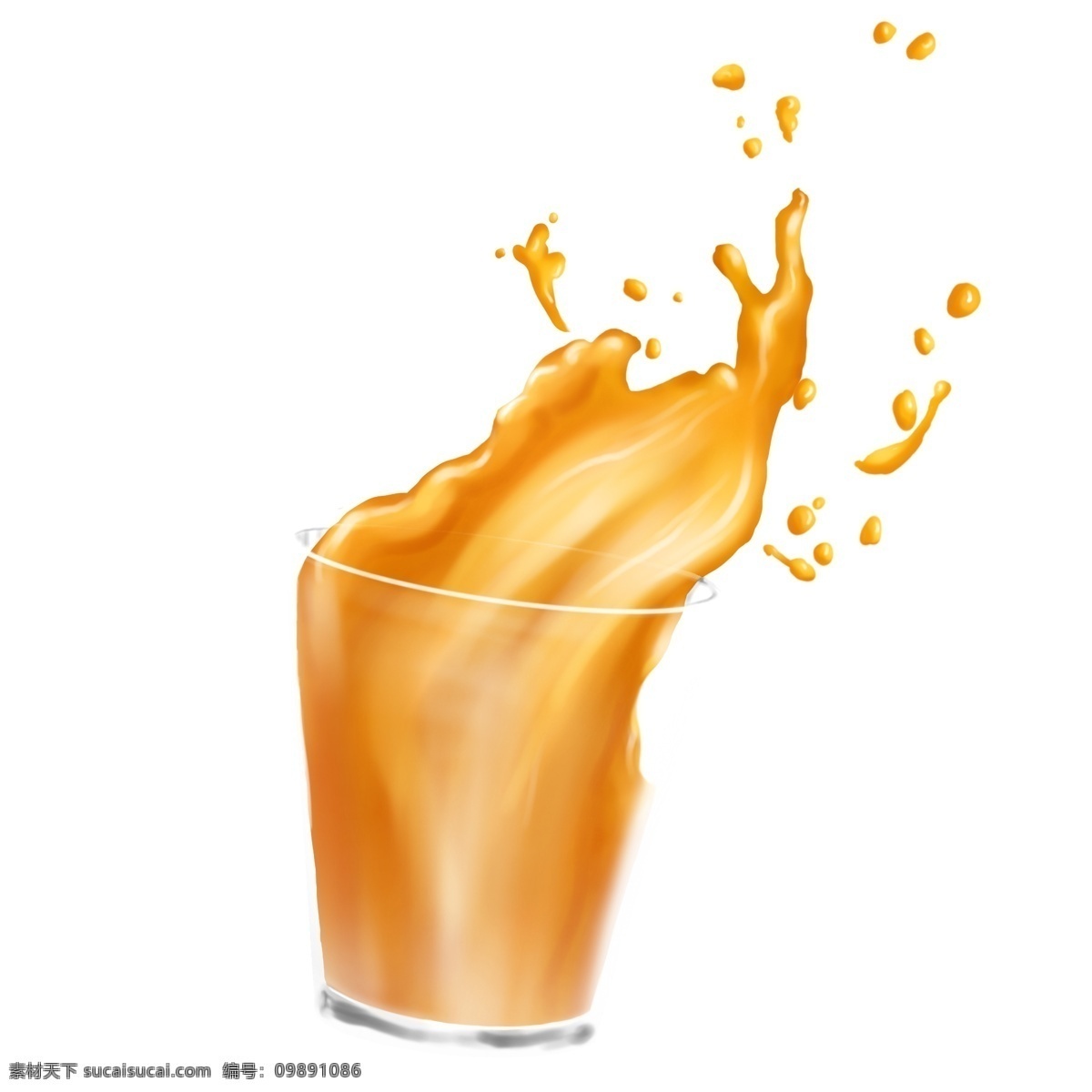 果汁 橙汁 玻璃杯 溅 洒 溅洒 果粒橙 新鲜果汁 美味果汁 果汁溢出 透明底 免抠 海报装饰 原创