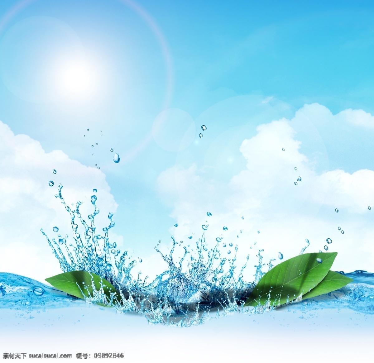蓝天 白云 水面 水花 溅起来的水花