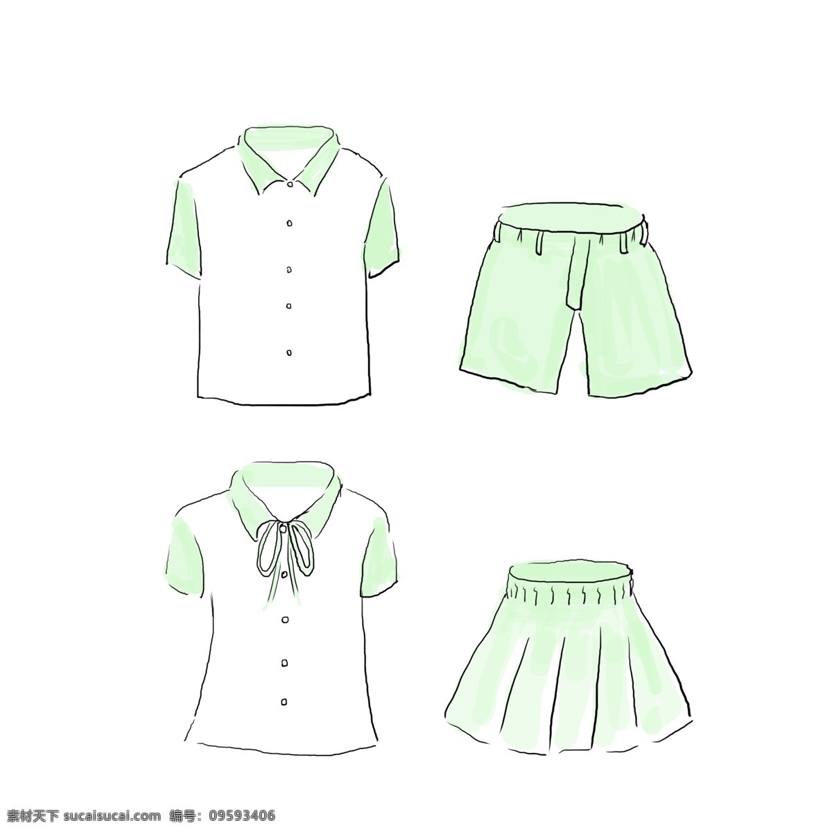 开学 校服 原创 商用 元素 男校服 女校服 夏装校服
