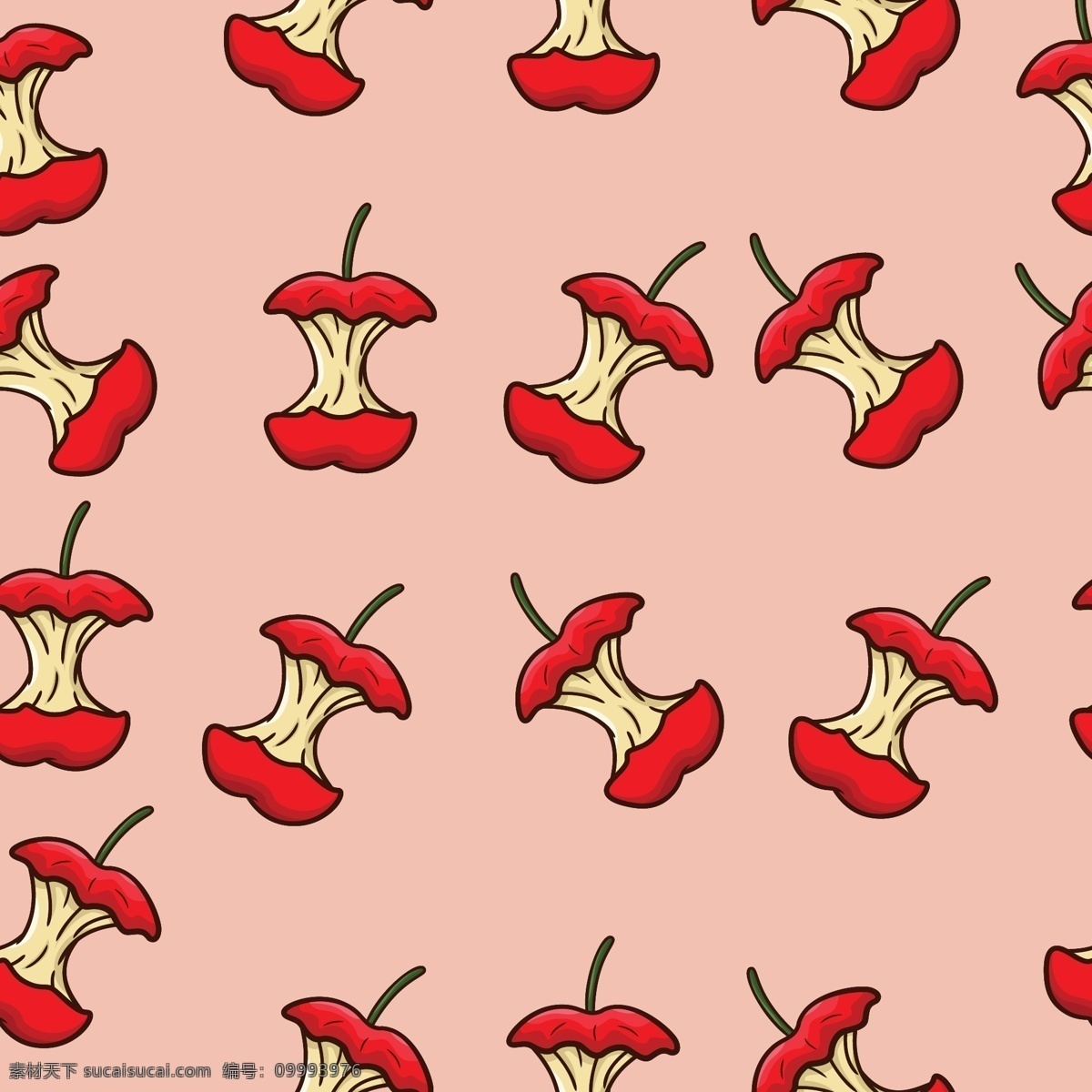 手绘 咬 红色 苹果 装饰 图案 背景 装饰图案