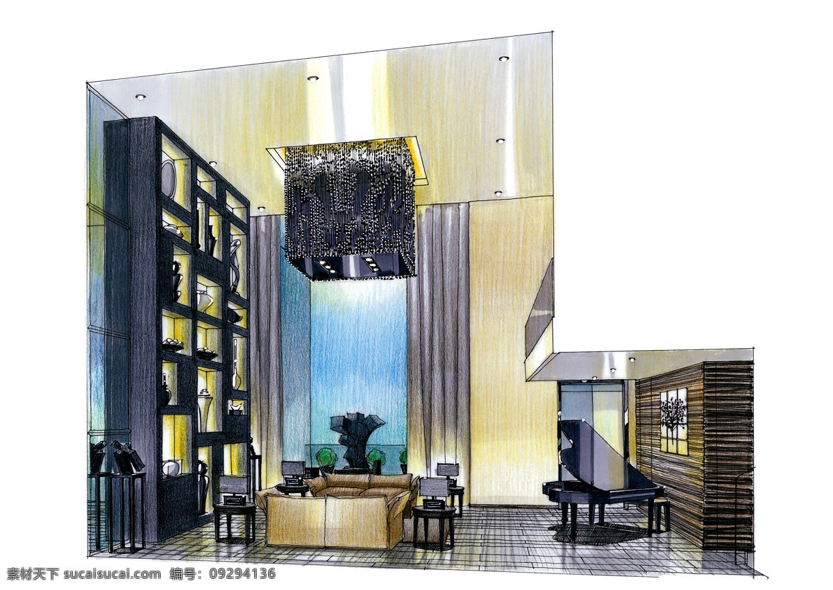 广州 万科 会所 客厅 手绘 绘画书法 建筑家居 模型 欧式室内建筑 室内家居 室内素材 透视图 线描 家居装饰素材 室内设计
