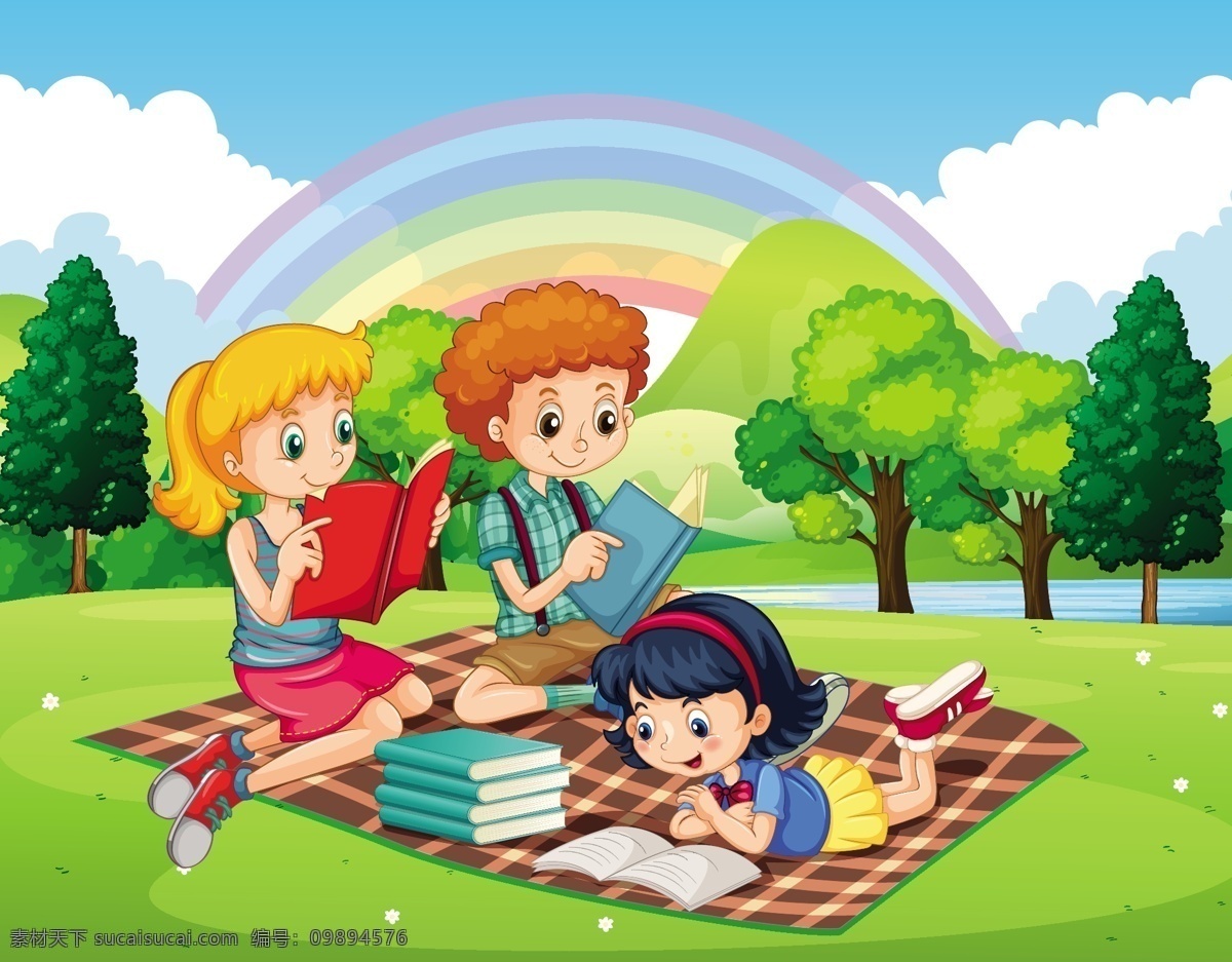 孩子 公园 里 读书 书 教育 绿色 花园 儿童 有趣 阅读 野餐 醇厚