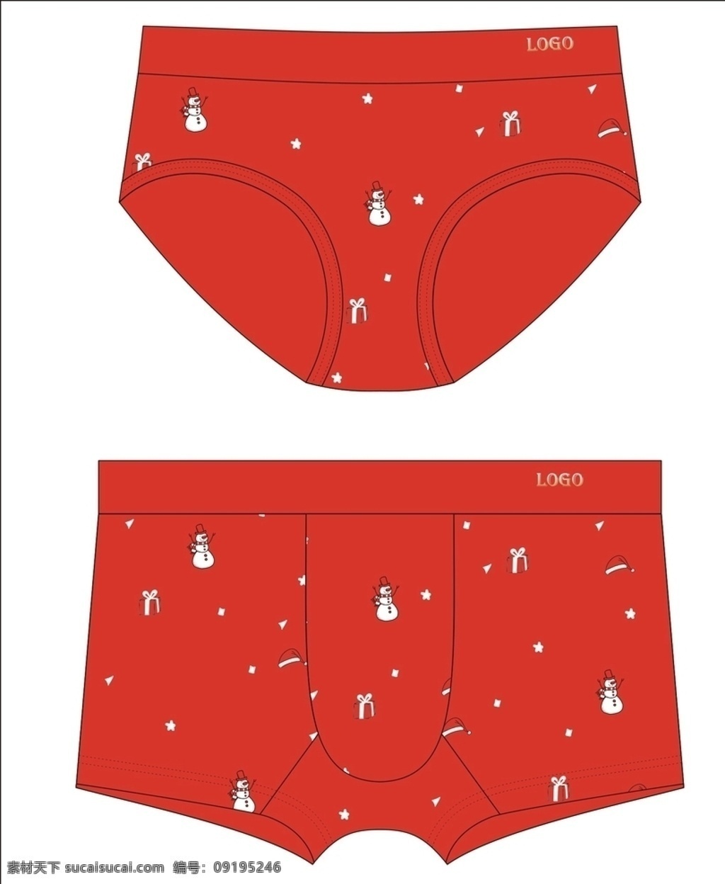 女士内裤 圣诞 男士内裤 服装设计 内衣设计 男士内裤设计 花型设计 基础款 矢量 大红 矢量图