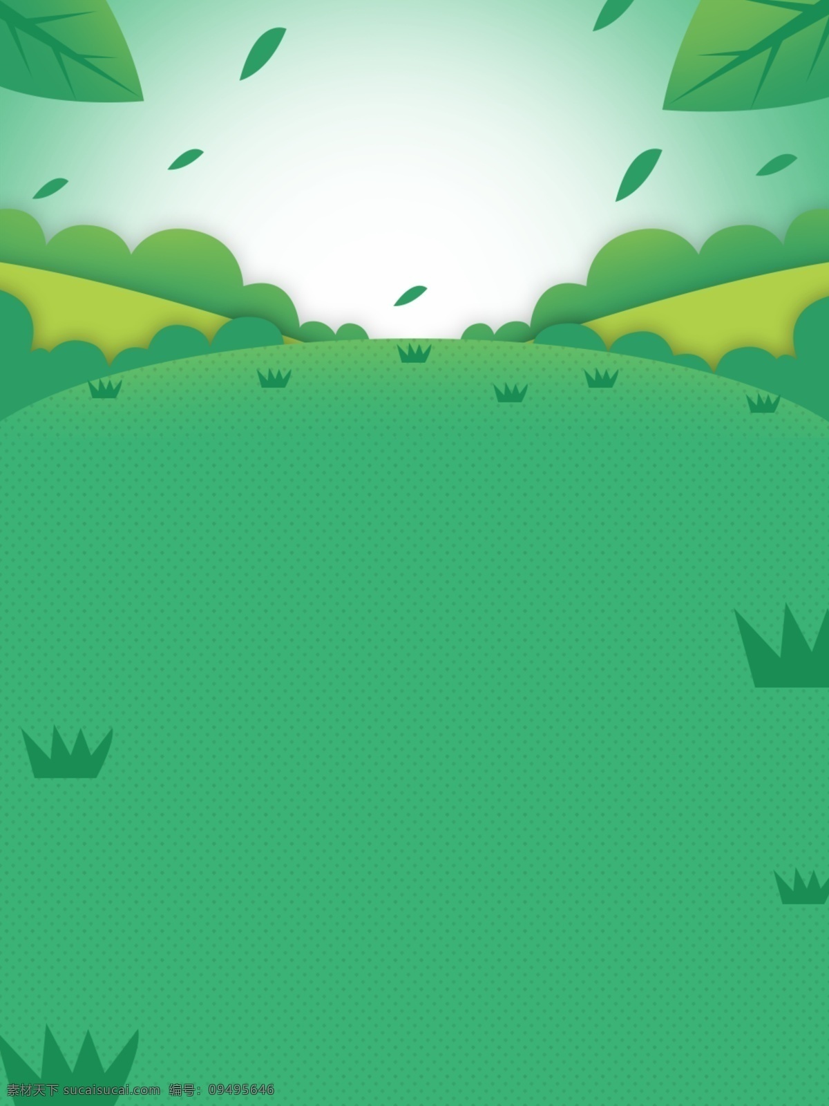 卡通 手绘 绿色植物 风景 插画 背景 插画背景 风景背景 花卉背景 森系 小清新背景 植物背景 广告背景