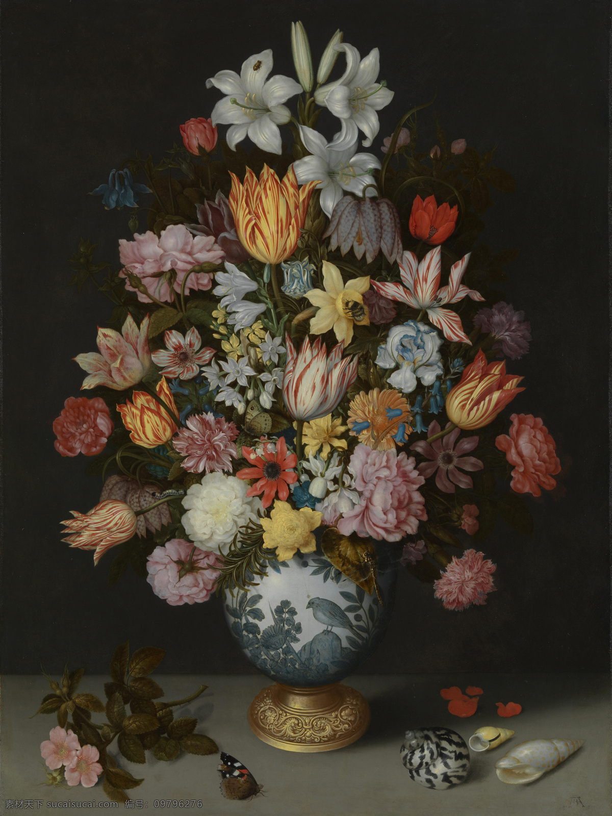 绘画书法 世界名画 文化艺术 油画 花 贝壳 设计素材 模板下载 花和贝壳 博舒特 高清世界名画 装饰素材