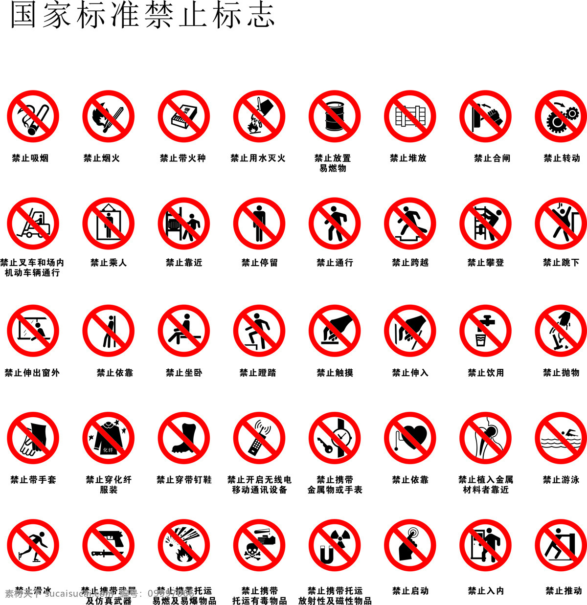 国标禁止标志 禁止标志 禁止 国标 警示标志 标志 标志图标 公共标识标志