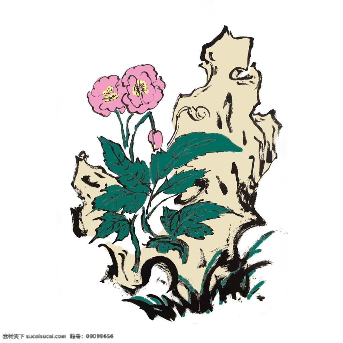 国画 水墨 牵牛花 插画 水墨植物 水墨竹子 黑白风 写意 古风 手绘 竹子 简约 装饰 黑白 国风 花 鸟 鱼 虫