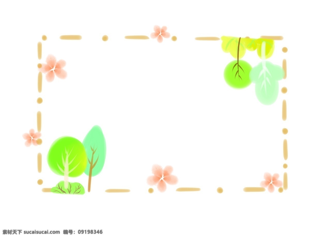 绿植 春天 装饰 框 绿色的植物 卡通插画 春天装饰框 边框的插画 边框 框子 框架 植物装饰框