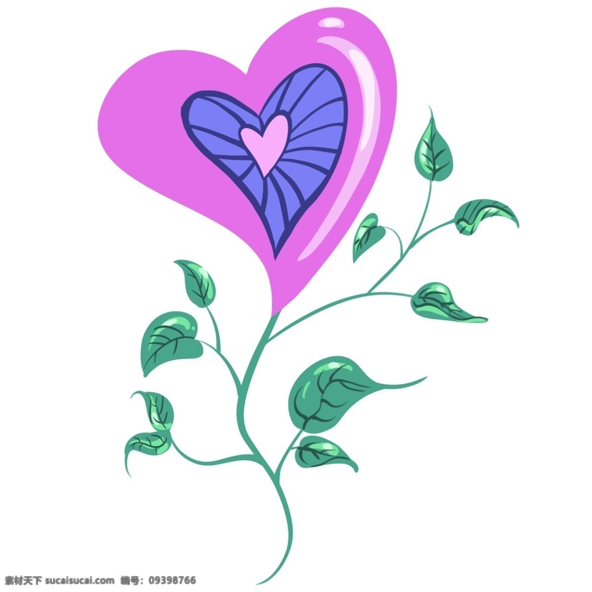 创意 星星 小树 插画 心形的小树 卡通插画 心形插画 心形产品 心形物品 心形小物 绿色的叶子
