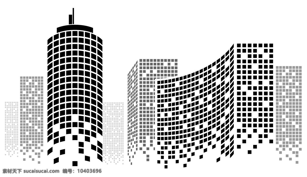 城市建筑剪影 建筑 高楼 大厦 剪影 黑白 单色 城市背景 城市生活 节能环保
