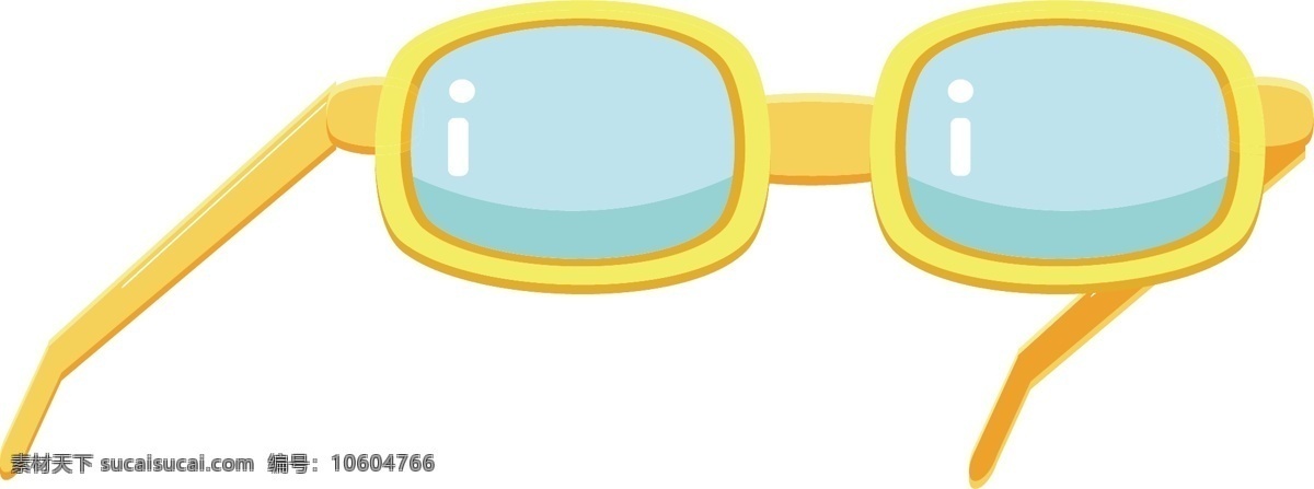 精美 黄色 眼镜 插画 精美的眼镜 流行眼镜 黄色的眼镜 蓝色镜片 卡通眼镜插画 创意眼镜插画