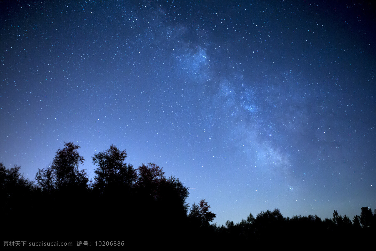 高清 山林 星空图片 背景 繁星 树林 唯美 星空 银河 风景 生活 旅游餐饮