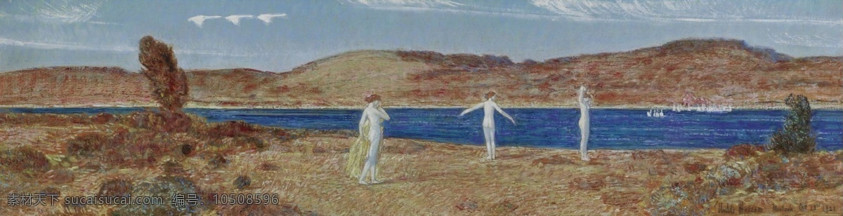1921 大师 画家 风景画 静物 油画 建筑 装饰画 apollo to sacred swans wild hassam childe frederick 人物 高清 西方 国外 现代 装饰素材