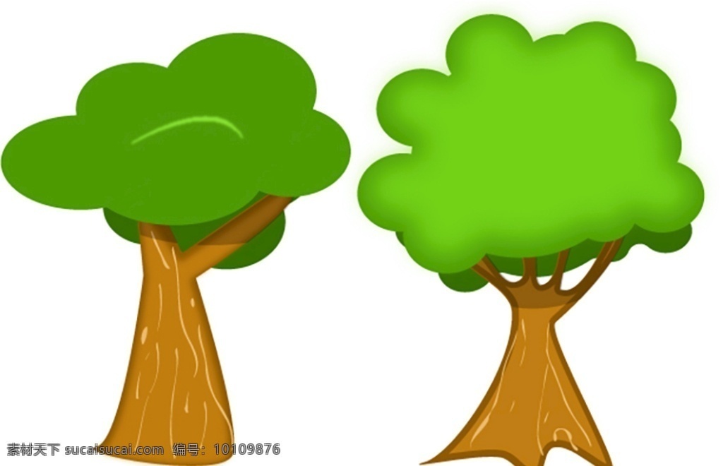 绿色 卡通 矢量 树木 植物 标志图标 其他图标