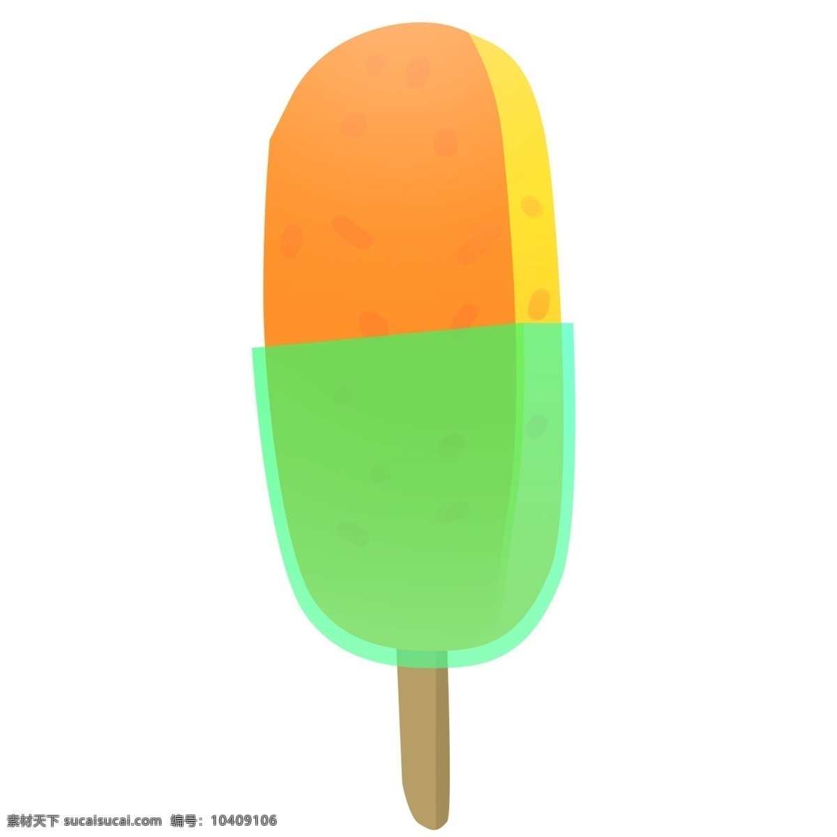 橙 绿色 冰淇淋 插画 夏季 冰镇 水果