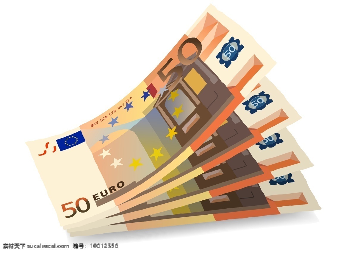 欧元货币 钞票 纸币 钱 欧元 金融货币 商务金融 矢量素材 白色