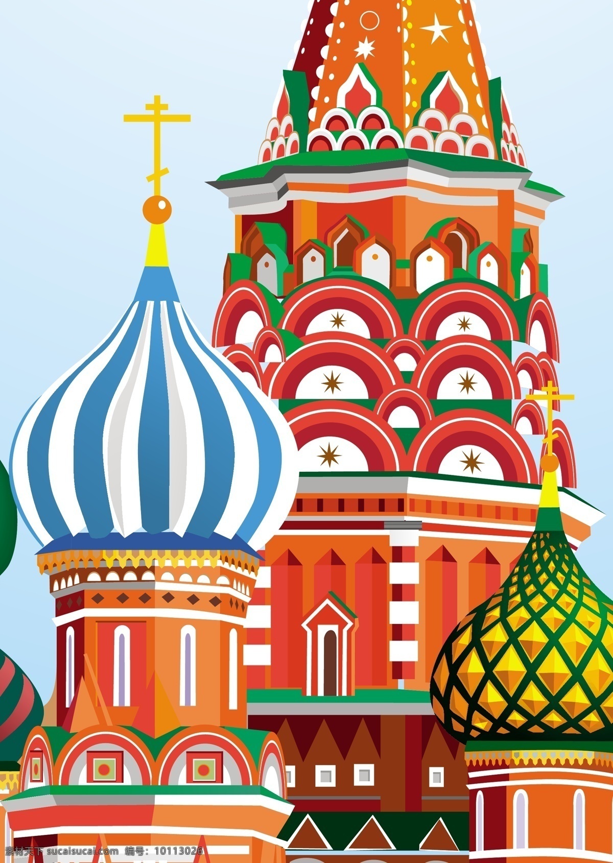 莫斯科矢量 矢量建筑 神秘 彩色 房屋建筑 儿童插画 手绘插画
