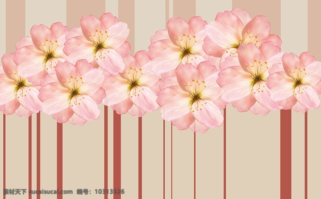 梦幻 桃花 条纹 电视 背景 墙 粉色花朵 电视背景墙 现代简约 客厅装修 客厅沙发墙 客厅背景墙 背景墙 分层