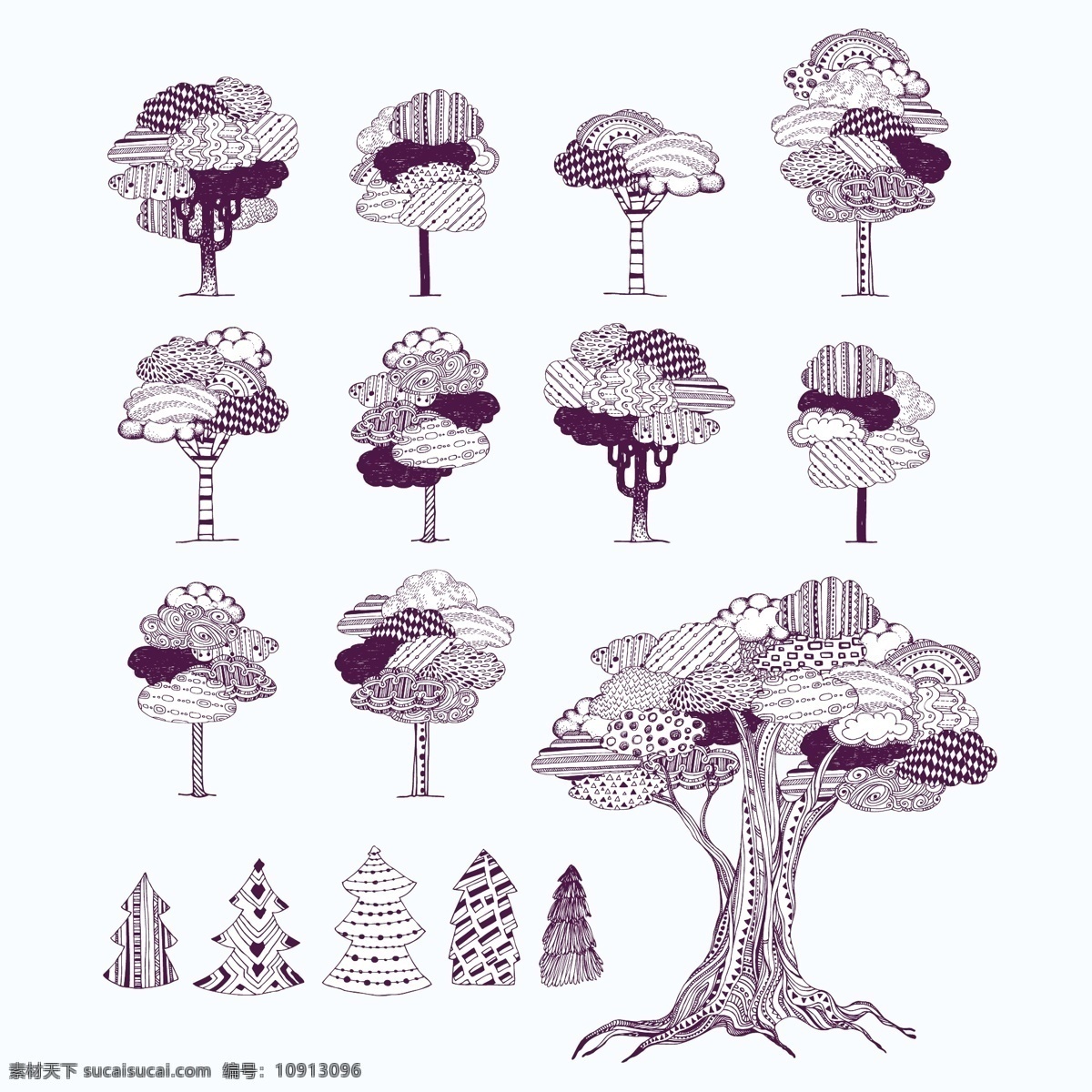 手绘 大树 创意 图案 图标素材 创意图案