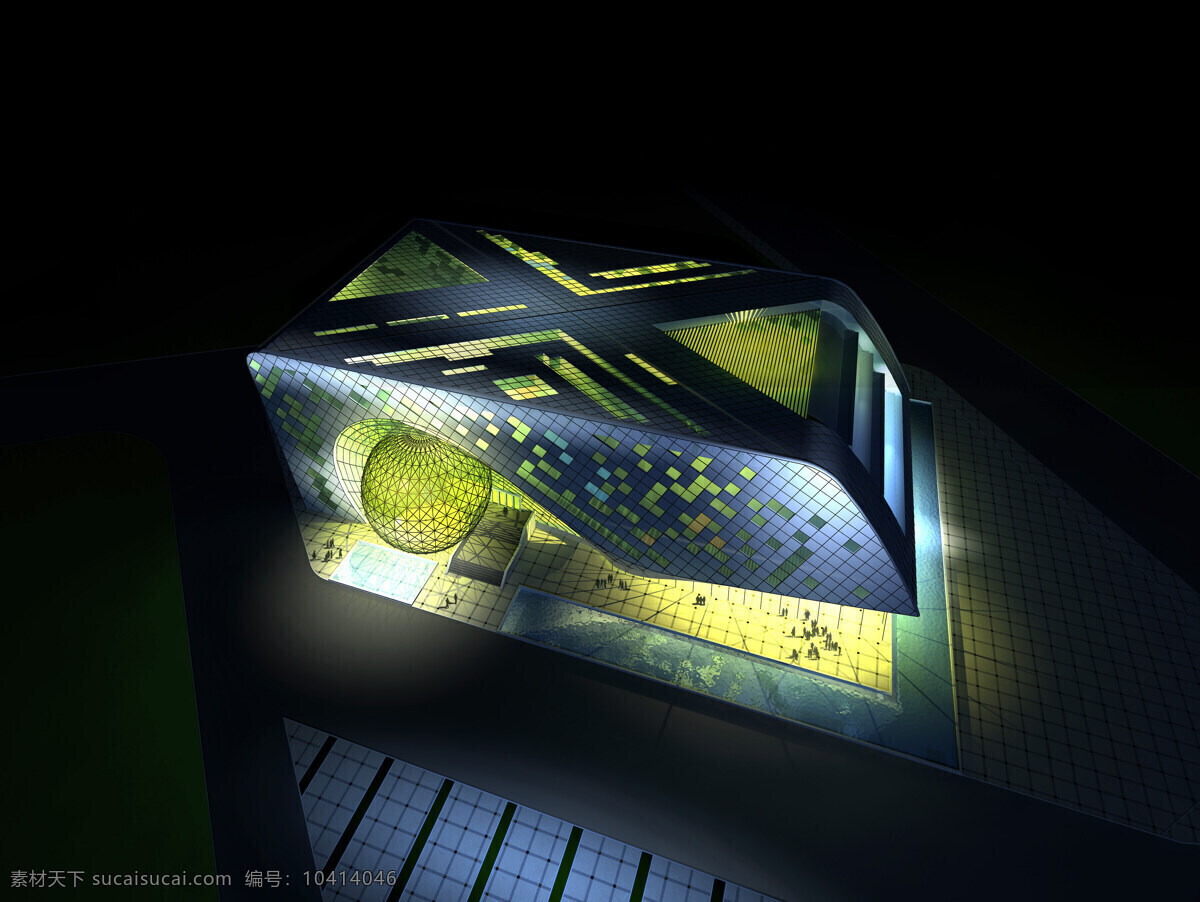 科技馆 3d 3d设计 3d作品 概念 夜景 设计素材 模板下载 人视 矢量图 现代科技