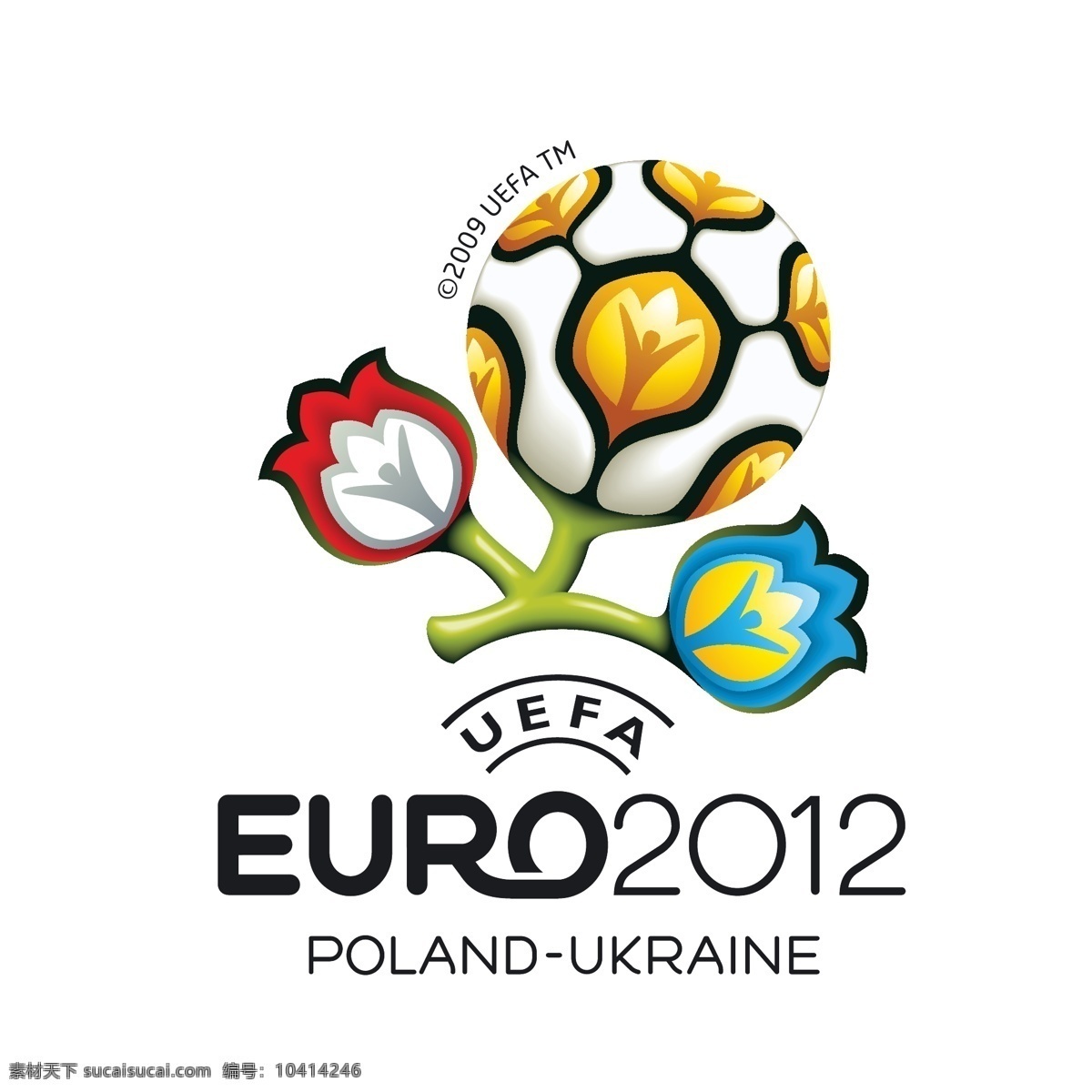 欧洲杯 标志设计 矢量 logo 标识标志 标志 花朵 会徽 立体感 矢量素材 足球 赛事 矢量图