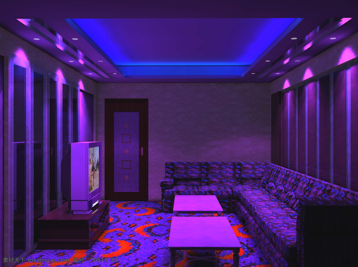 ktv 包间 3d设计 环境设计 沙发 室内设计 效果图 ktv包间 紫色空间 装饰素材
