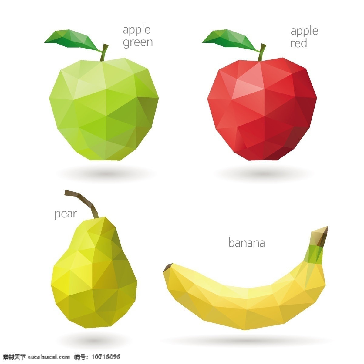 创意 水果 三角形 苹果 梨子 香蕉 创意水果 卡通水果 矢量水果 多边形水果 三角形水果 生活百科 矢量素材 白色