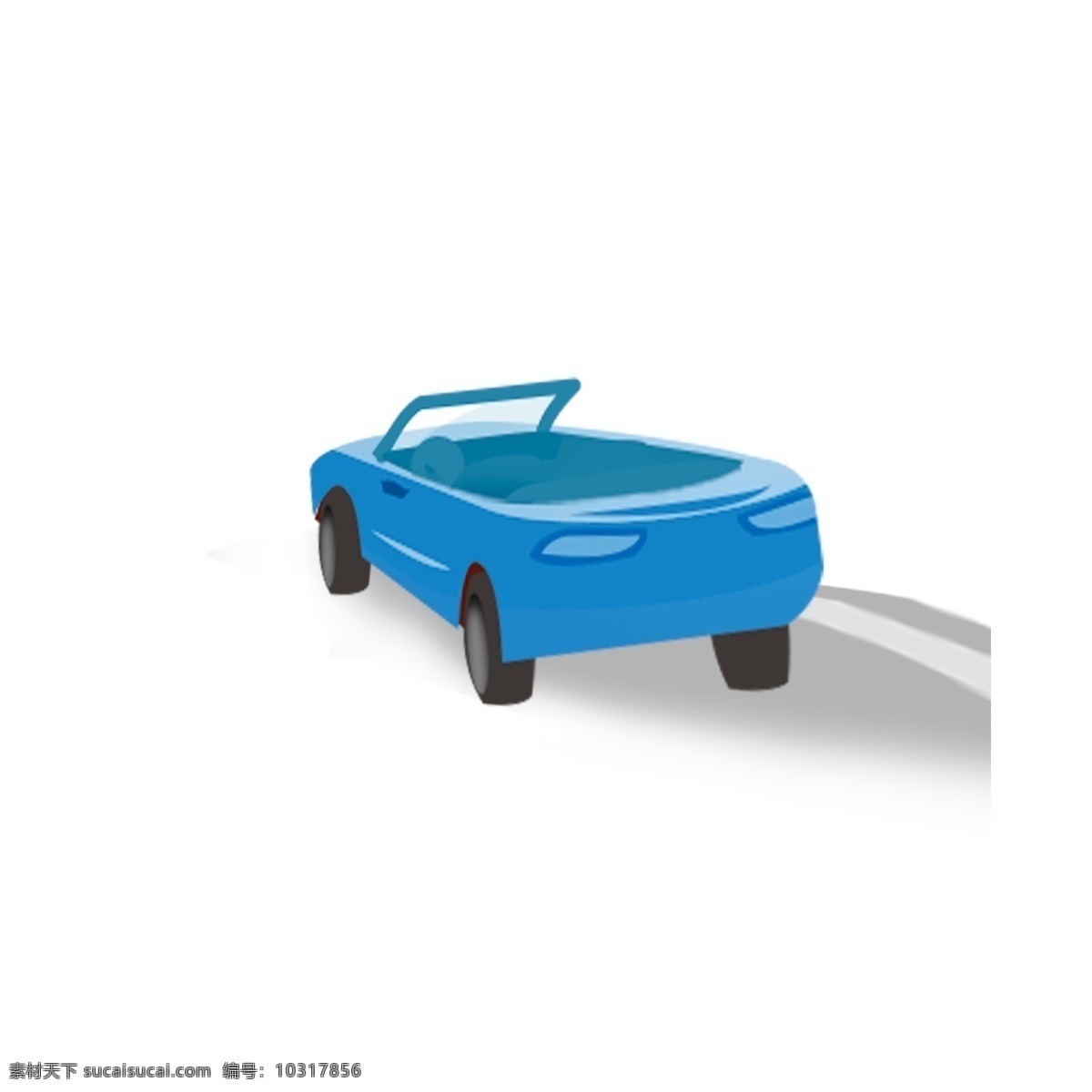 手绘 辆 蓝色 汽车 车子 交通工具 插画元素