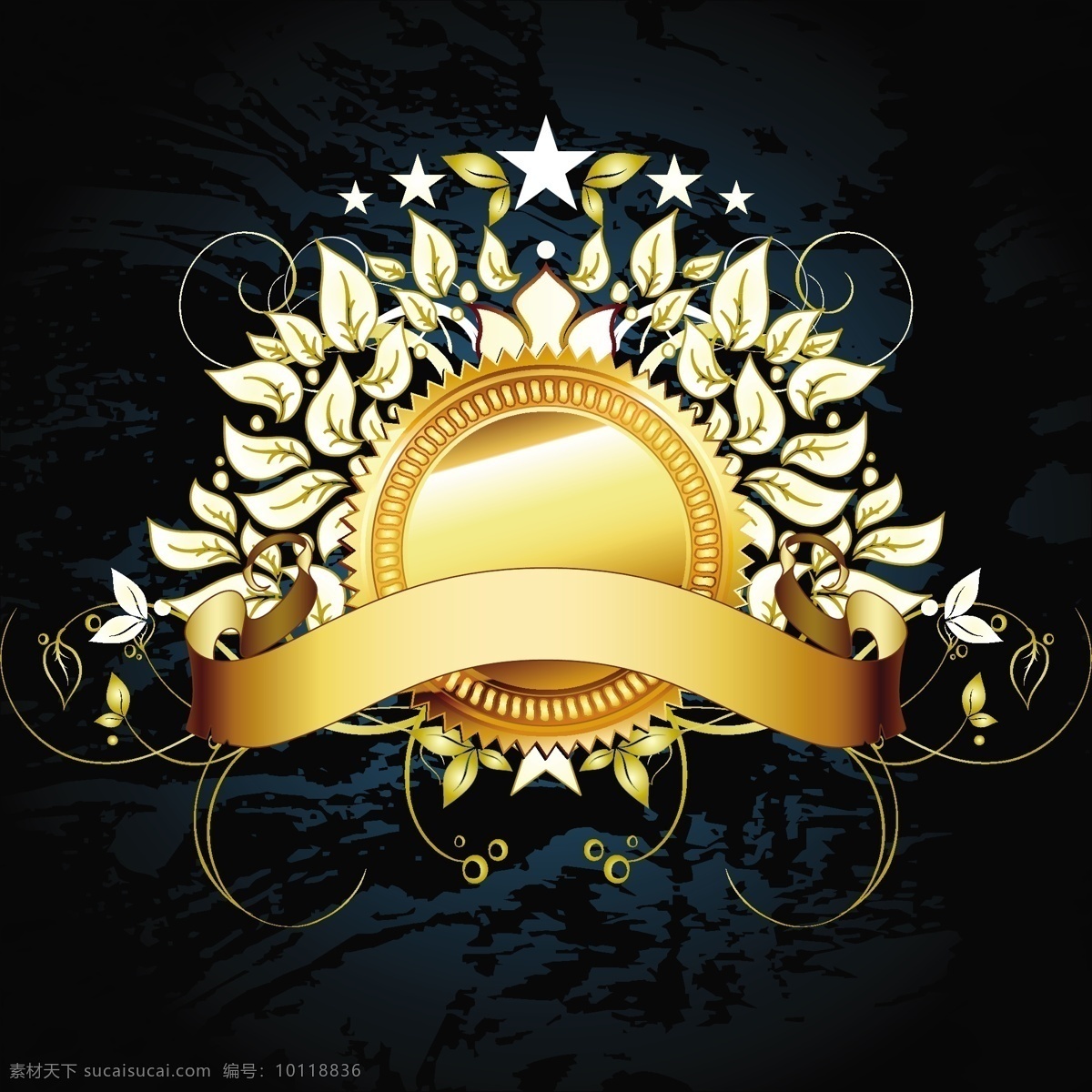华丽 logo 背景 花朵 贵族 花瓣 金色 树叶 矢量图 其他矢量图
